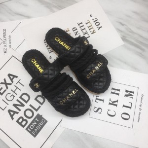 Chanel Women Slide Sandals Black CHS-205