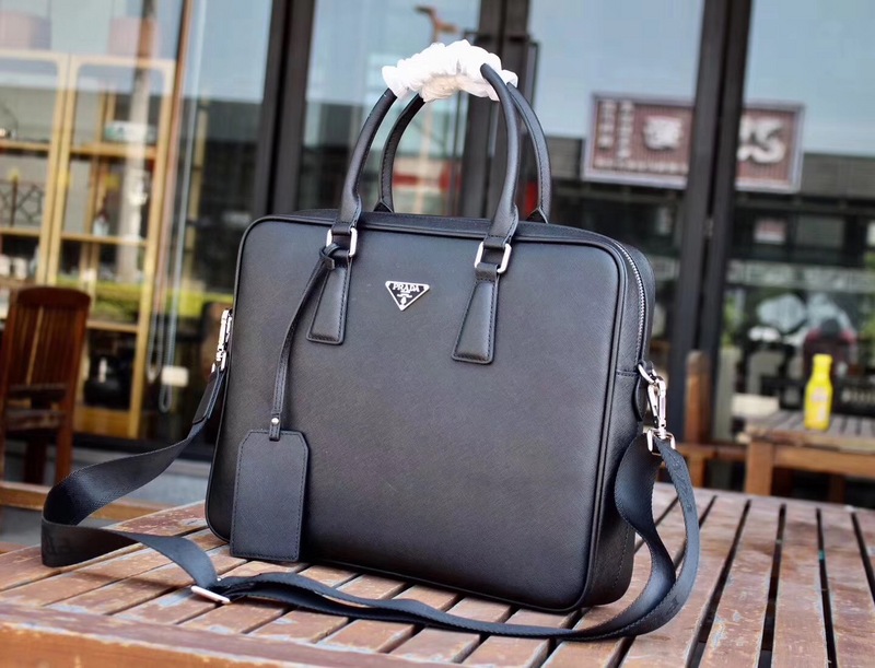 Prada Briefcase 0090 Black 39*30*6.5 | Top Replica Bags