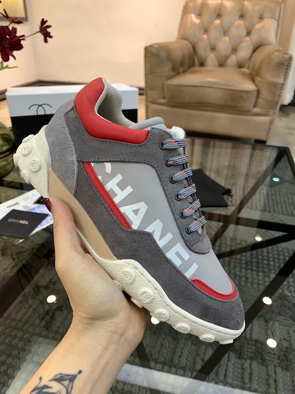 Chanel Men & Women Low-Top Sneakers Grey CHS-015