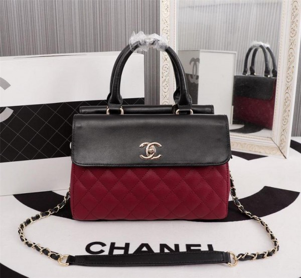 Chanel Top Handle Shoulder Evening Bag CH039-Black-Red