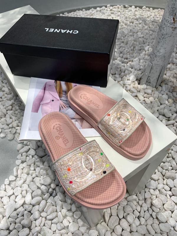 Chanel Women Slide Sandals Pink CHS-018