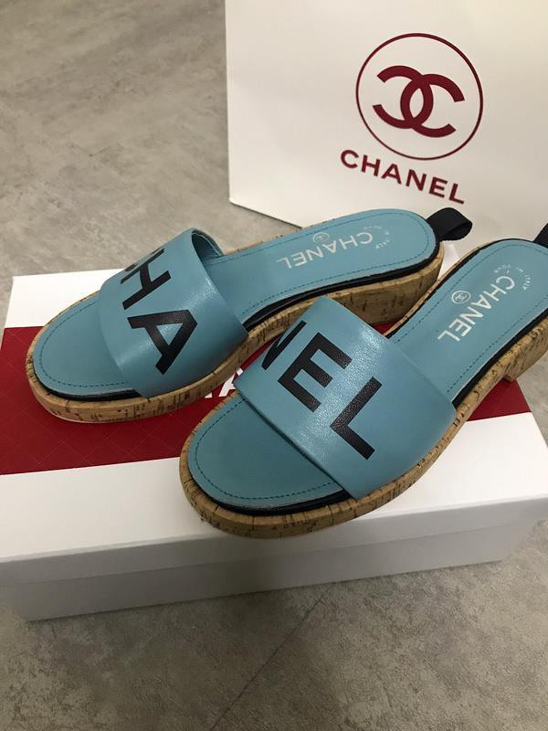 Chanel Women Slide Sandals Blue CHS-145