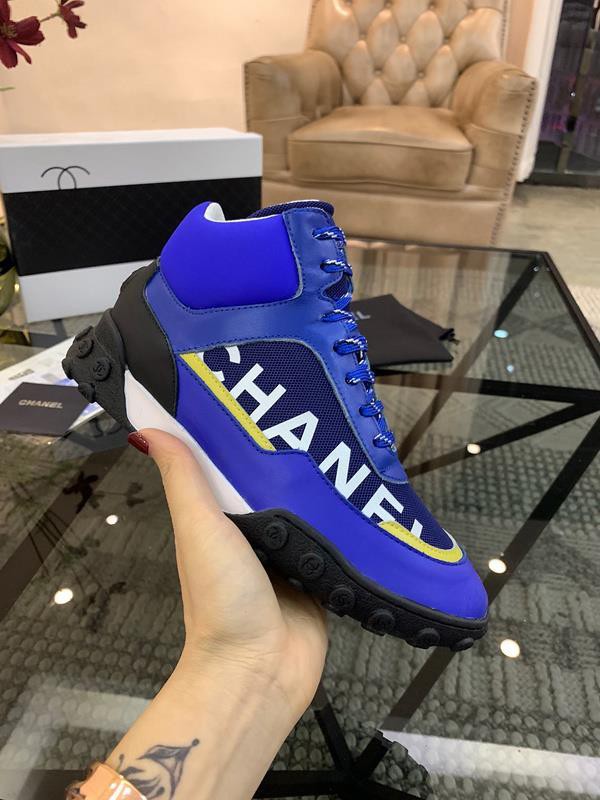 Chanel Men & Women High-Top Sneakers Blue CHS-156