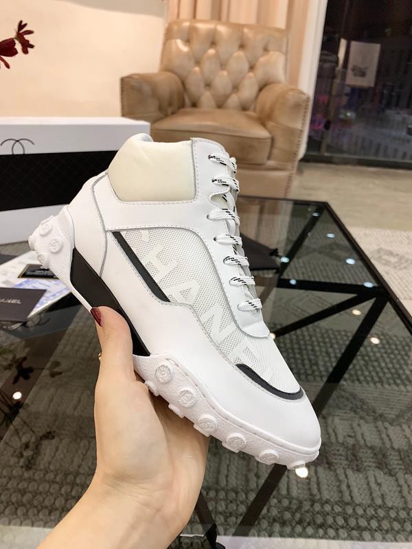 Chanel Men & Women High-Top Sneakers White CHS-157