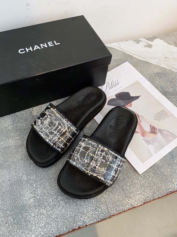 Chanel Women Slide Sandals Black CHS-020