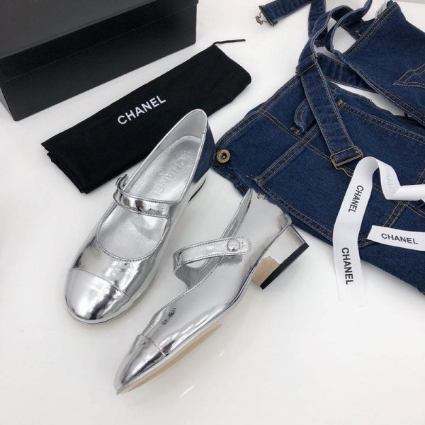 Chanel Women Loafers Silver CHS-174