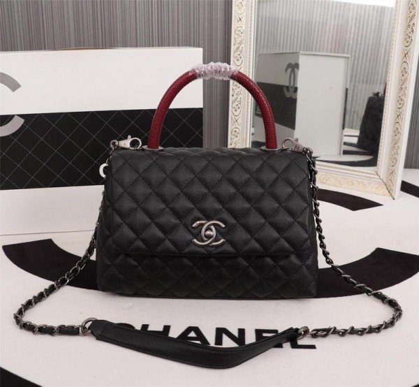 Chanel Top Handle Flap Bags CH054-Black-Red