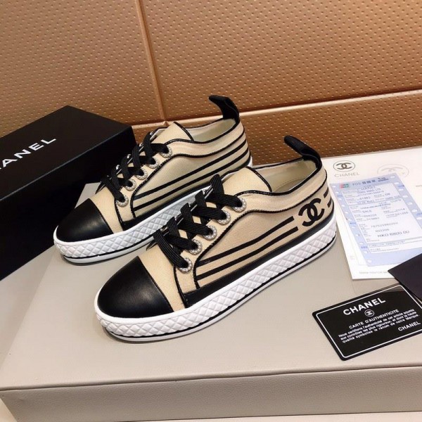 Chanel Women Low-Top Sneakers Beige CHS-181