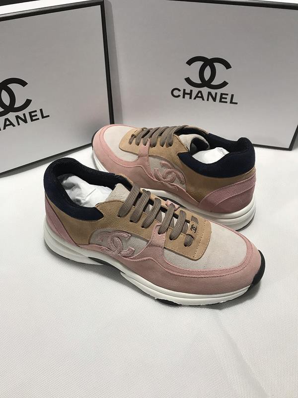 Chanel Men & Women Low-Top Sneakers Pink CHS-189