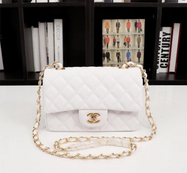 Chanel Small Cowhide Classic Handbag CH030C-White