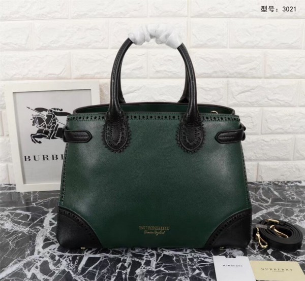 2018 New Burberry Tote Bag 3021 Green 34*25*16