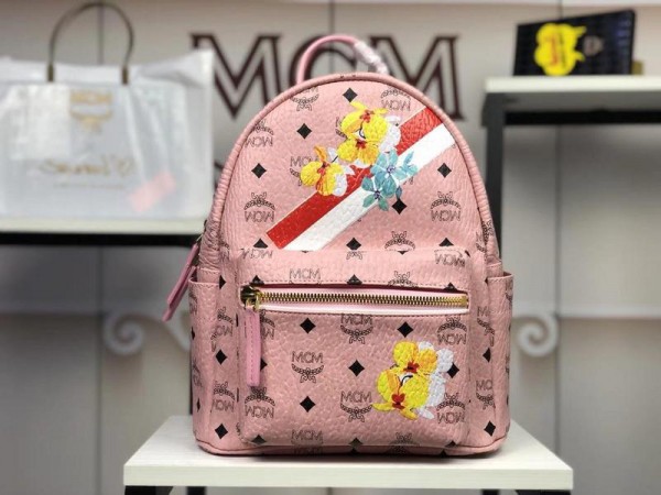 2018 New MCM Backpack 5905 Pink 26x33x13