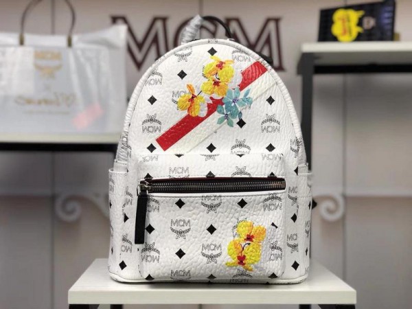 2018 New MCM Backpack 5905 White 26x33x13