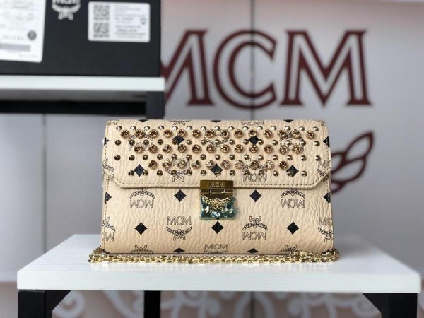 2018 New MCM Crossbody Bag 62021 Light Yellow 23.5x13.5x5