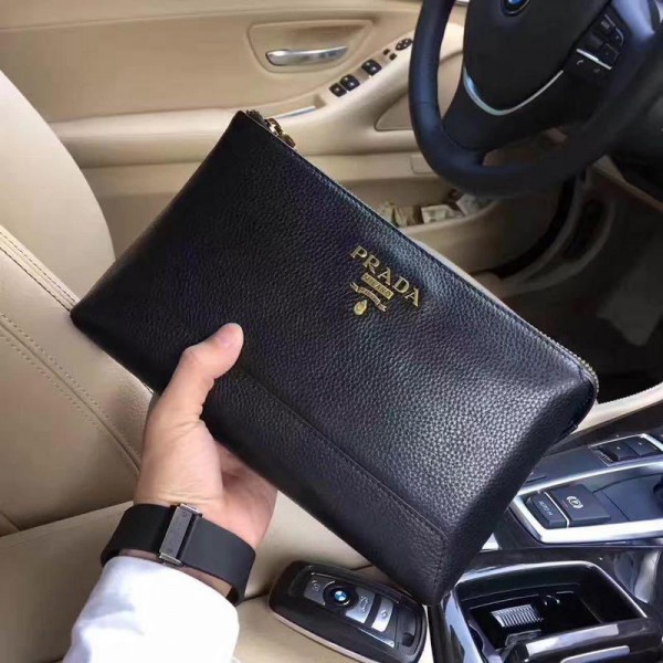 2018 New Prada Clutch Bag 0194 Black 24x15x3cm.