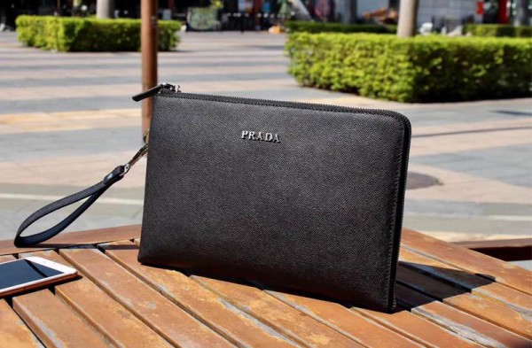 2018 New Prada Clutch Bag 0226 Black 28x18x3cm