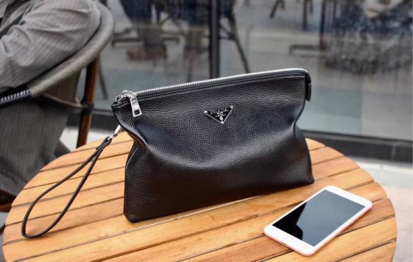 2018 New Prada Clutch Bag 6742 Black 28*18.5*3cm