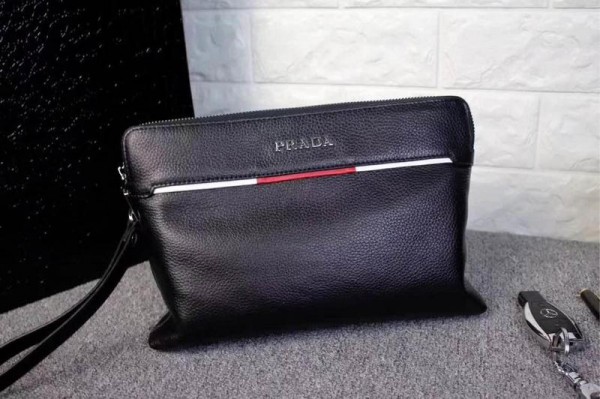 2018 New Prada Man Clutch Bag 33003 Black 28x17x3cm