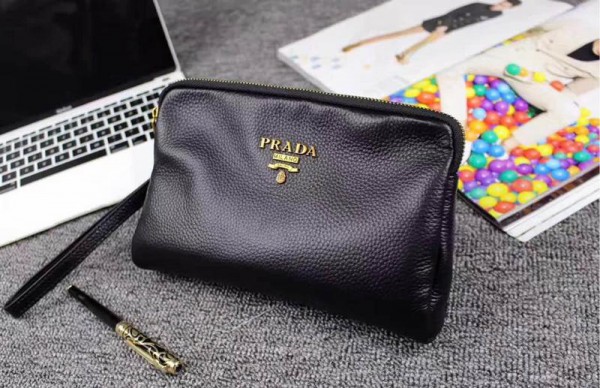 2018 New Prada Man Clutch Bag 695 Black 23x14x4cm