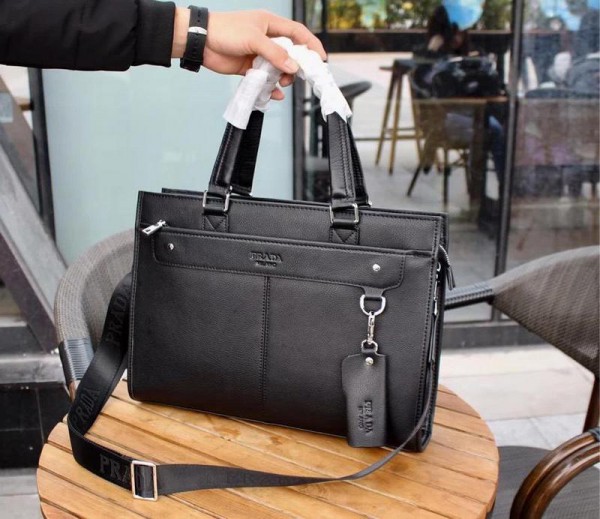 2018 New Prada Tote Bag 00012 Black 38.5x28x9cm