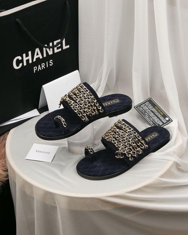 Chanel Women Slide Sandals Black CHS-211