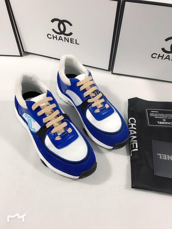 Chanel Men & Women Low-Top Sneakers Blue CHS-218