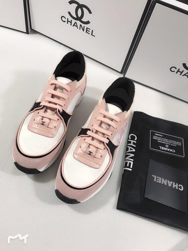 Chanel Men & Women Low-Top Sneakers Pink CHS-219