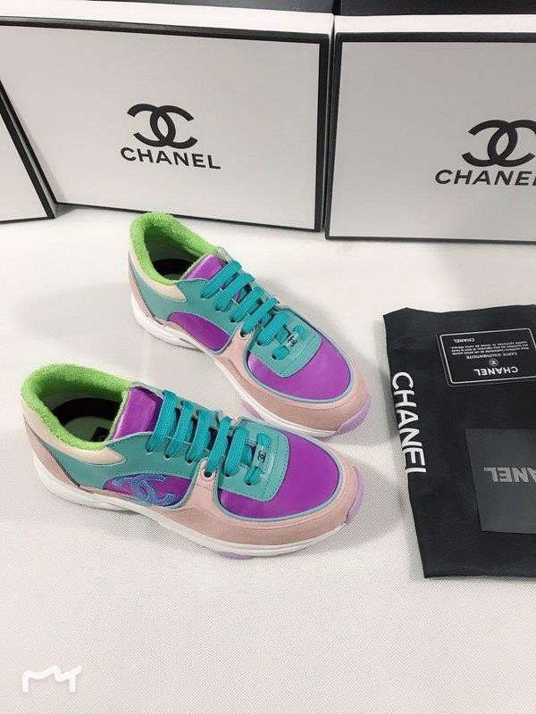 Chanel Men & Women Low-Top Sneakers Purple CHS-220