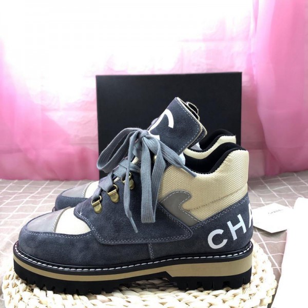 Chanel Women Martin Boots Blue CHS-231