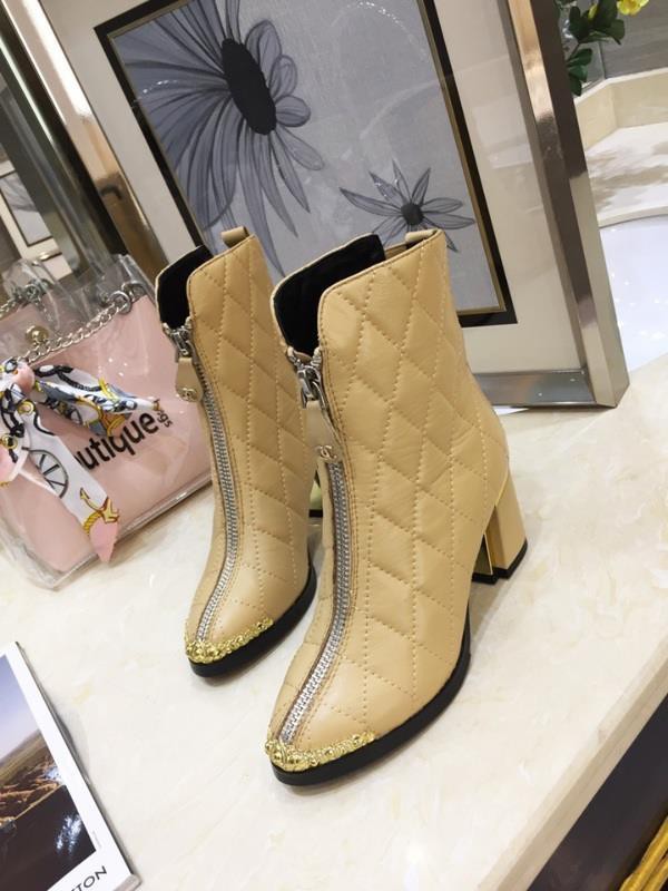 Chanel Women Ankle Boots Brown CHS-244