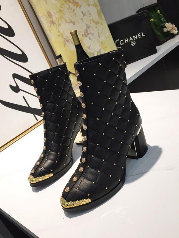 Chanel Women Ankle Boots Black CHS-245