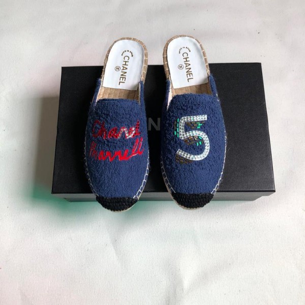 Chanel Women Espadrille Slippers Purple CHS-004