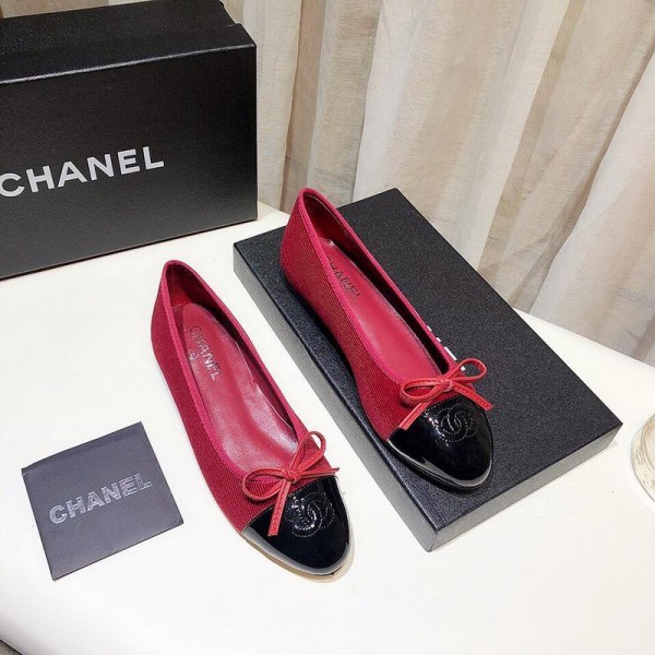 Chanel Women Ballet Flats Red CHS-268