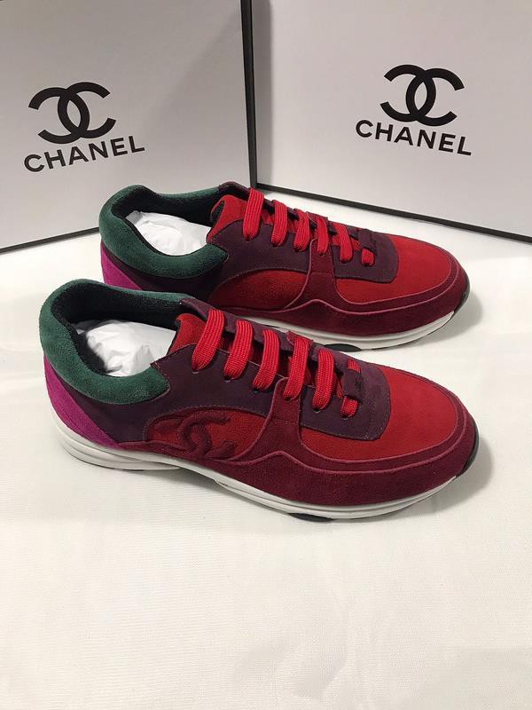 Chanel Men & Women Low-Top Sneakers Red CHS-276