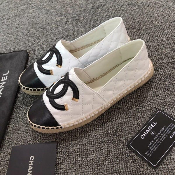 Chanel Women Espadrille Flats White Black CHS-034