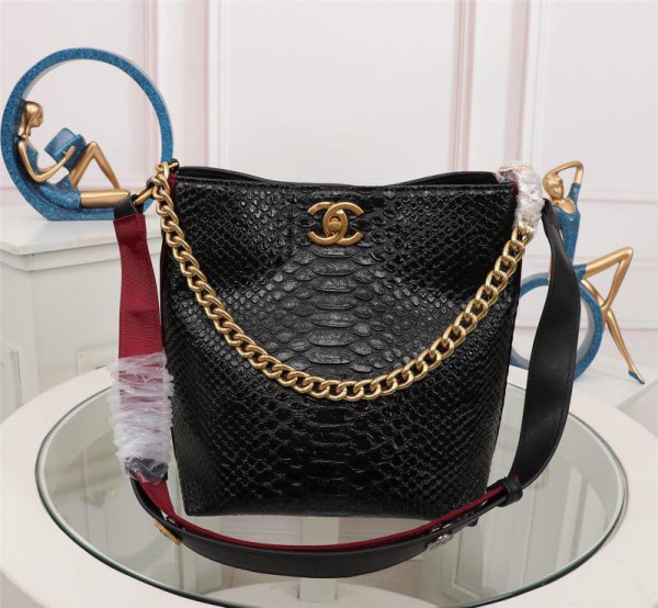Chanel Hobo Handbag CH012-Black-Red