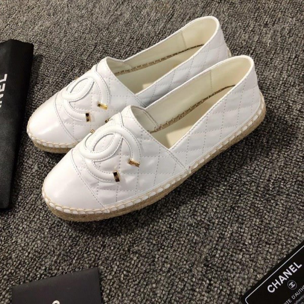 Chanel Women Espadrille Flats White CHS-035