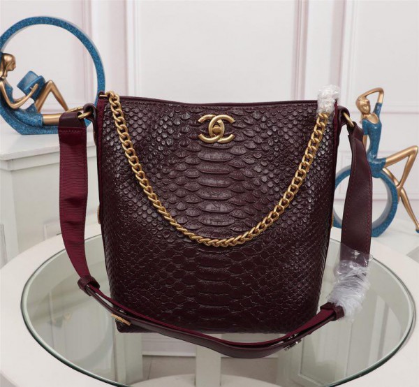 Chanel Hobo Handbag CH012-Wine-Red