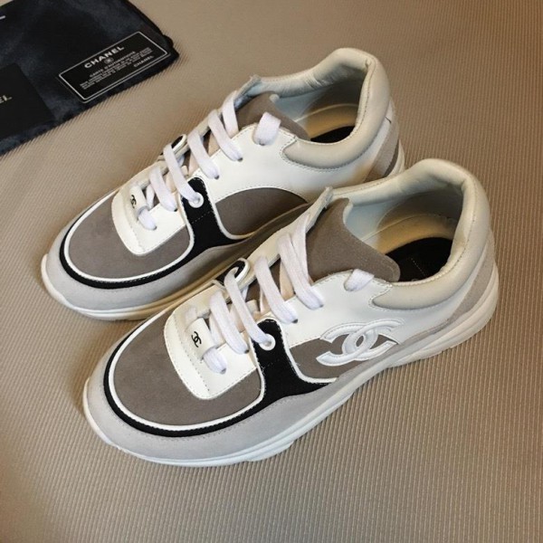 Chanel Men & Women Low-Top Sneakers White Grey CHS-305