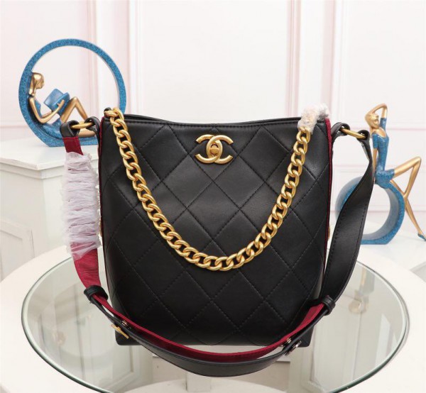 Chanel Hobo Handbag CH013-Black-Red