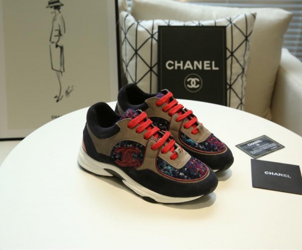 Chanel Men & Women Low-Top Sneakers Brown CHS-005