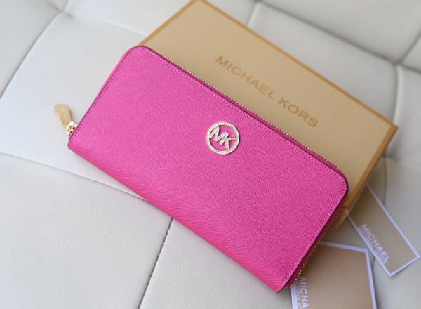 Michael Kors Drilled Zipper Wallet Rose Red (MK094)