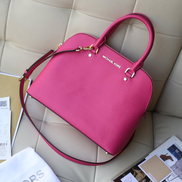 Michael Kors Cowhide Satchel Medium Size Rose Red (MK108)