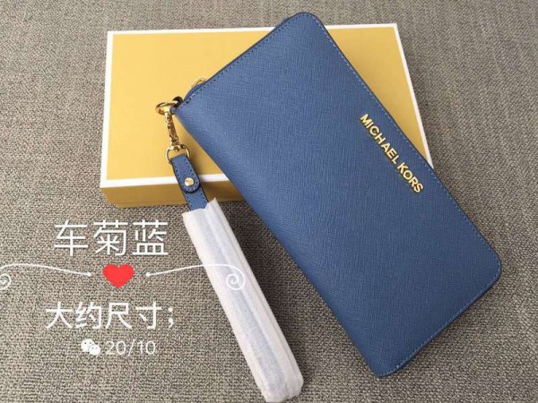 Michael Kors Wrist Long Wallet Car Daisy Blue (MK315)