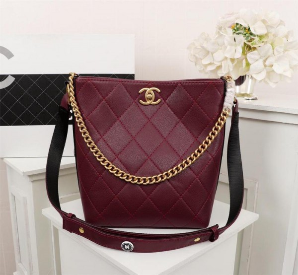 Chanel Small Hobo Handbag CH108-Wine-Red