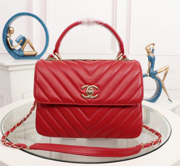 Chanel Top Handle Flap Bags CH027SV-Red