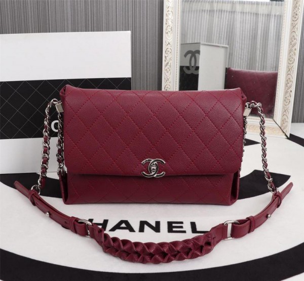 Chanel Large Flap Bags CH115-Wine-Red