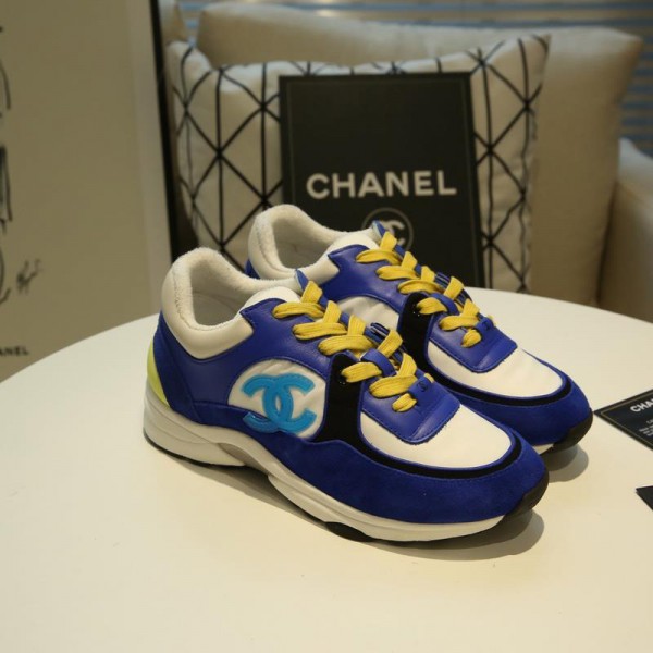Chanel Men & Women Low-Top Sneakers Blue CHS-043