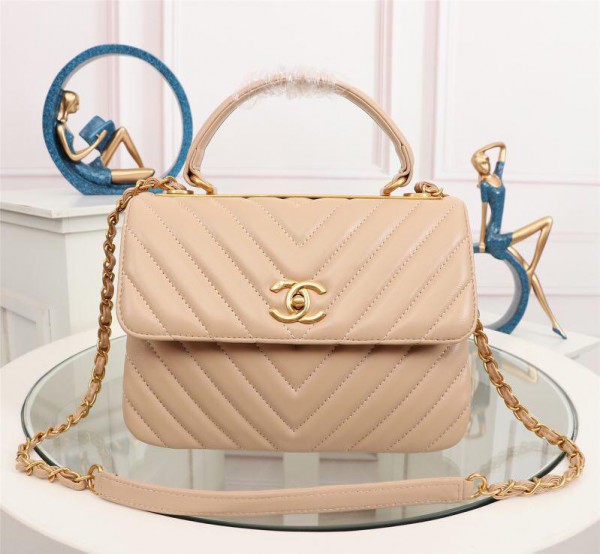 Chanel Top Handle Flap Bags CH027SV-Apricot