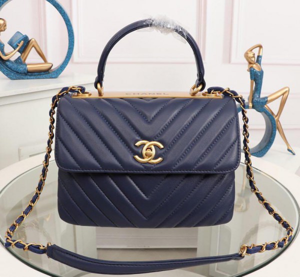 Chanel Top Handle Flap Bags CH027SV-Blue